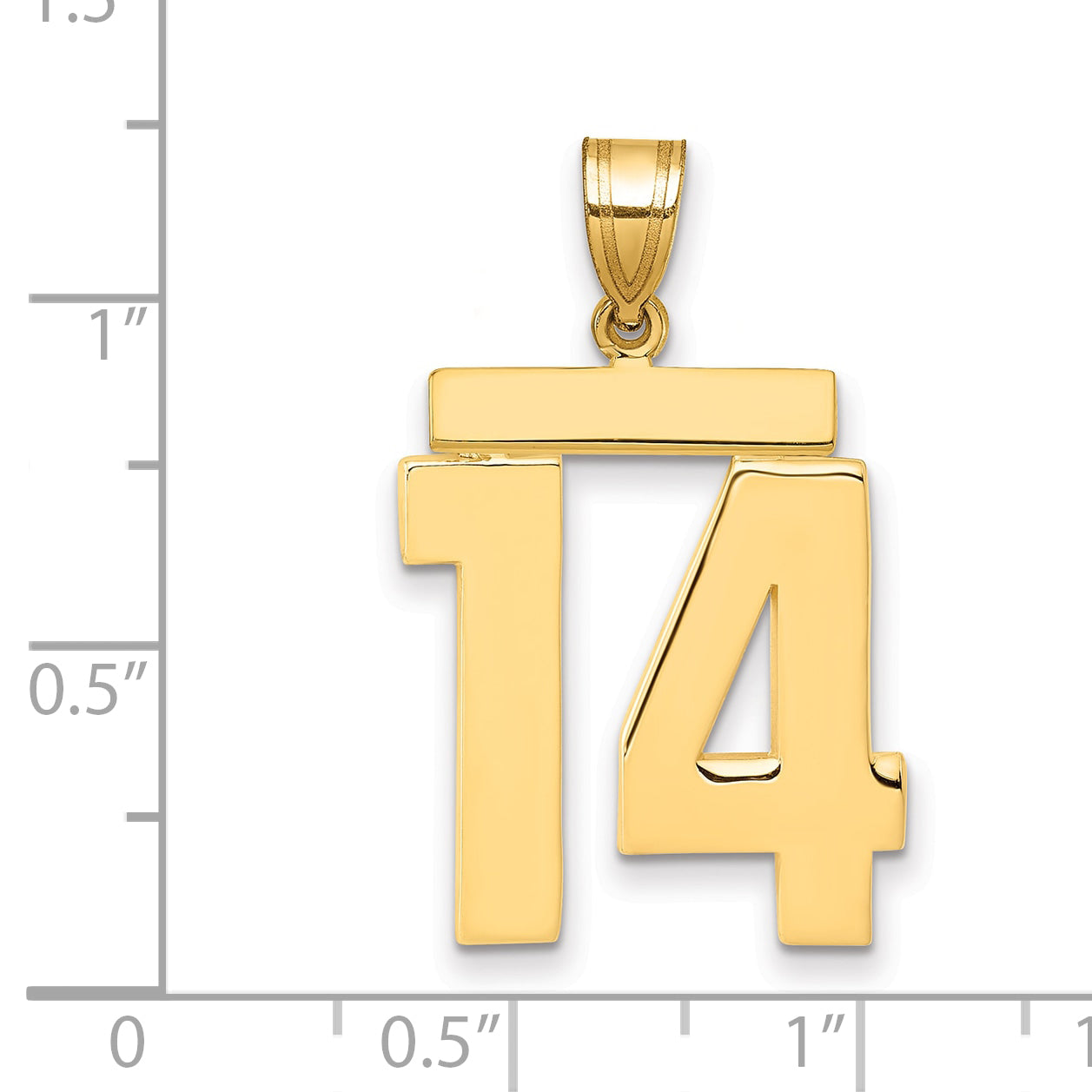 10K Yellow Gold Polished Large Number 14 Charm