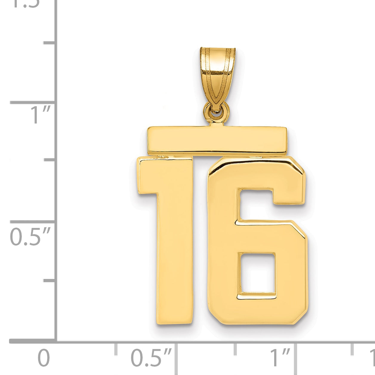 10K Yellow Gold Polished Large Number 16 Charm