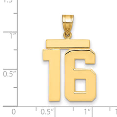 10k Large Polished Number 16 Charm