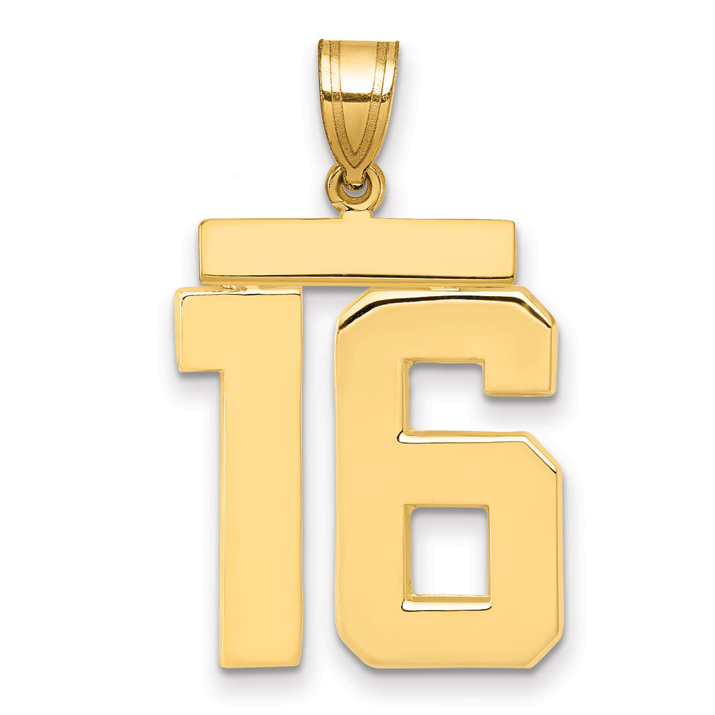 10K Yellow Gold Polished Large Number 16 Charm