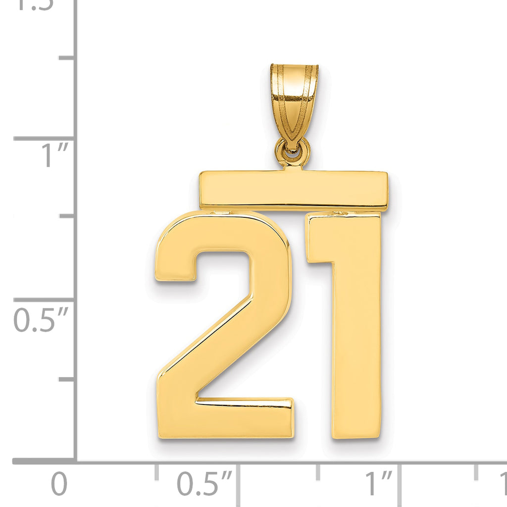 10K Yellow Gold Polished Large Number 21 Charm