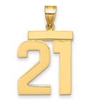 10K Yellow Gold Polished Large Number 21 Charm