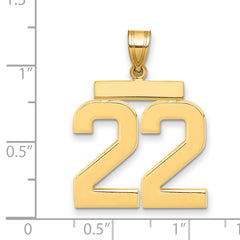 10k Large Polished Number 22 Charm