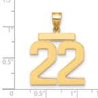 10K Yellow Gold Polished Large Number 22 Charm