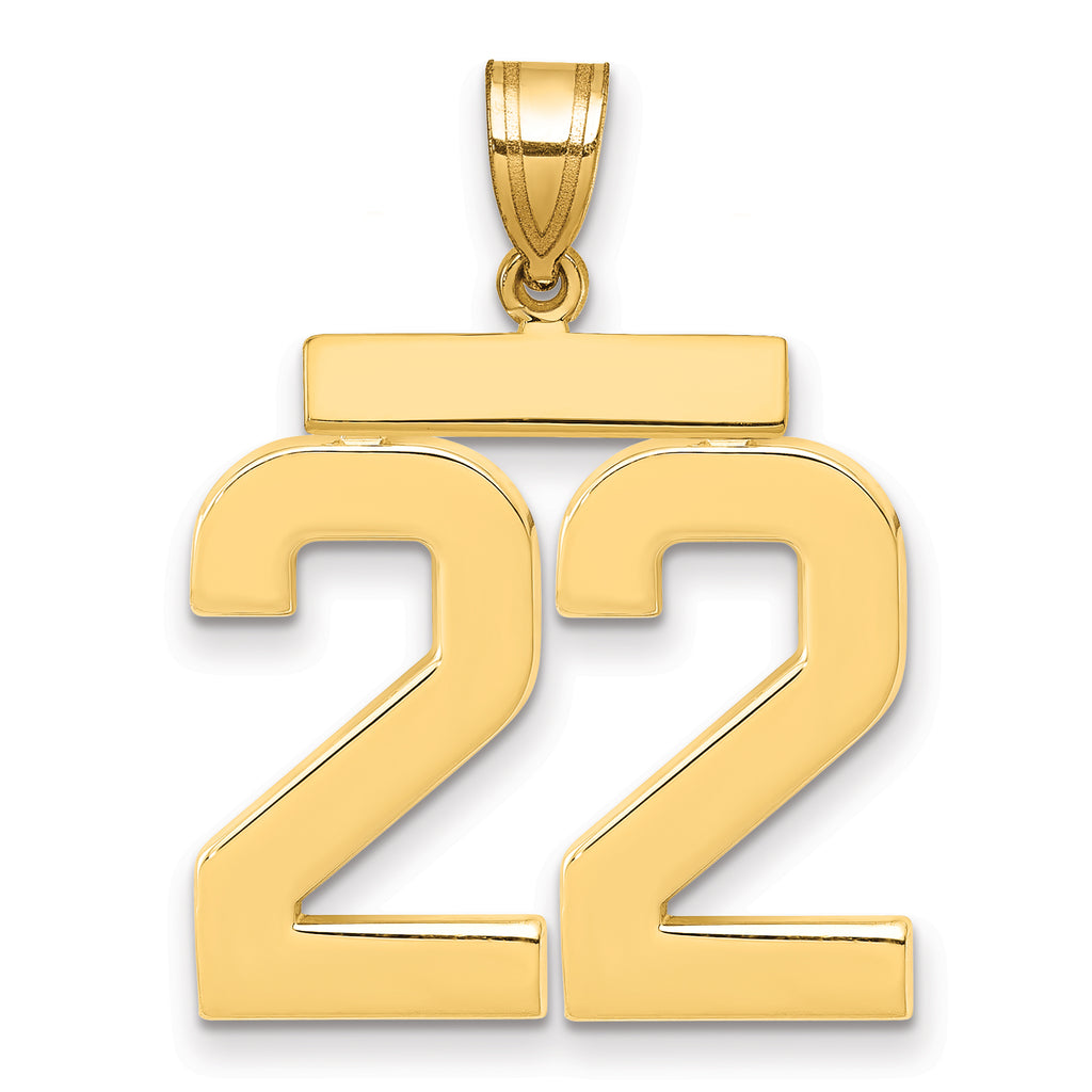 10K Yellow Gold Polished Large Number 22 Charm