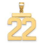 10K Yellow Gold Polished Large Number 22 Charm