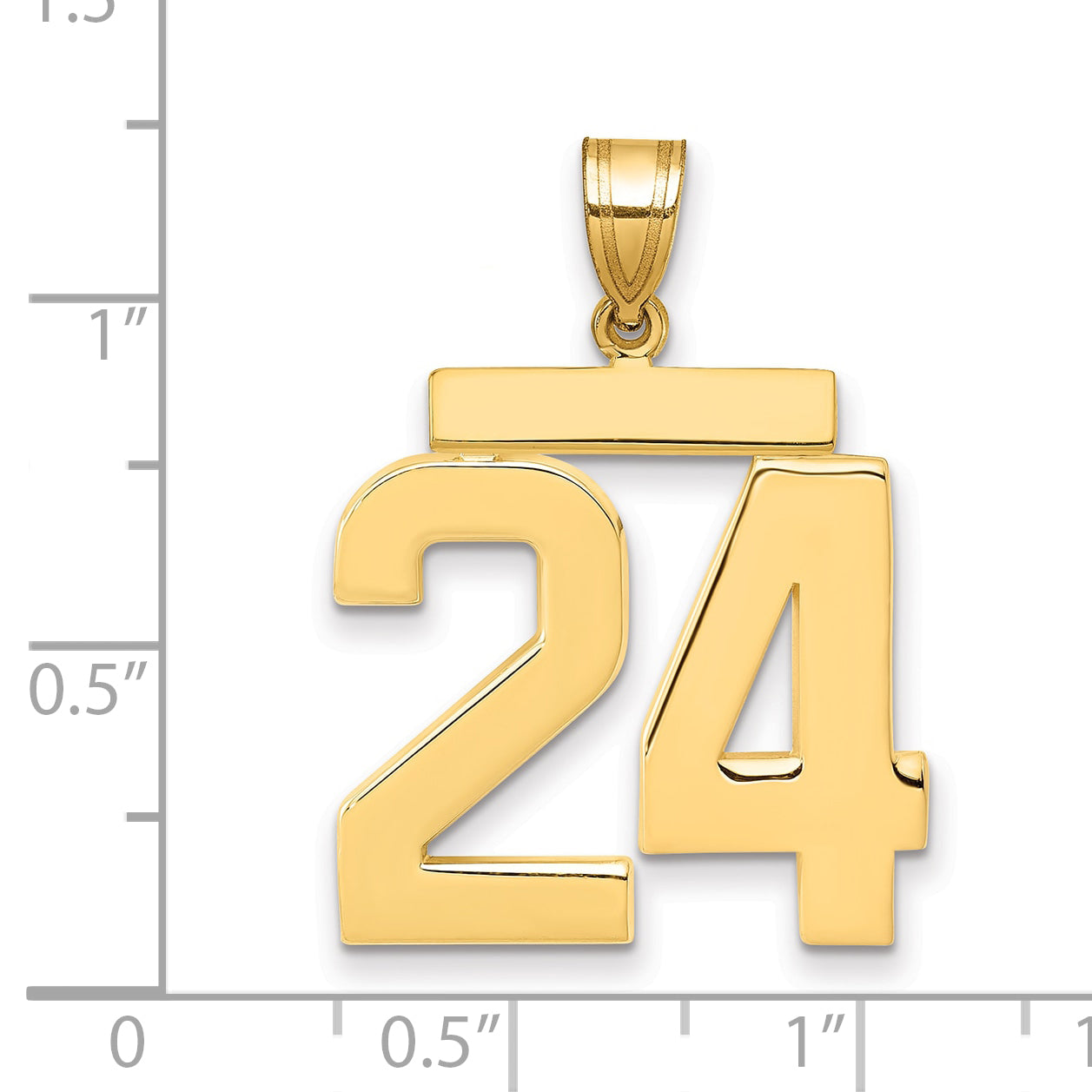 10k Large Polished Number 24 Charm