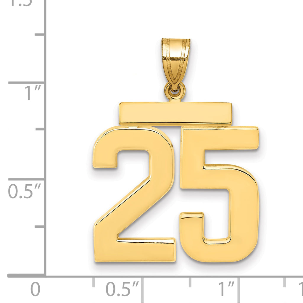 10K Yellow Gold Polished Large Number 25 Charm