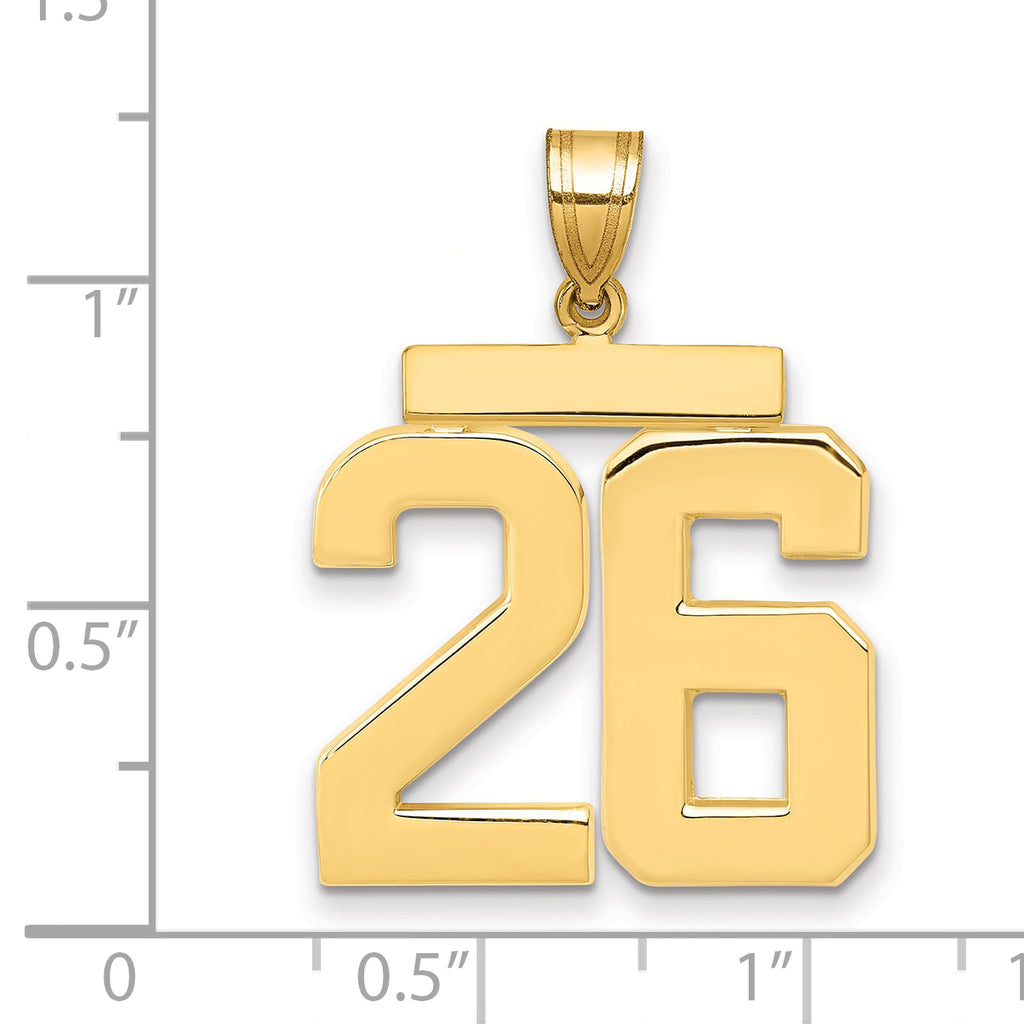 10K Yellow Gold Polished Large Number 26 Charm