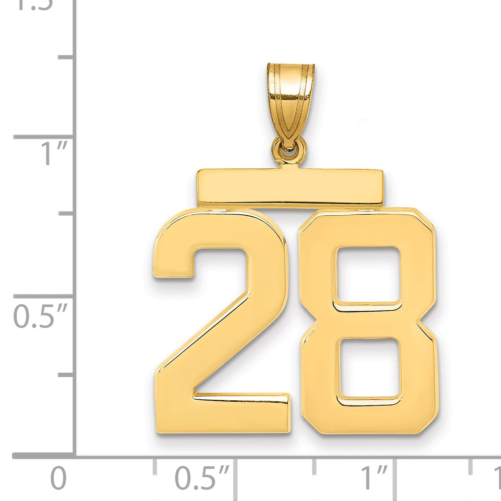 10K Yellow Gold Polished Large Number 28 Charm