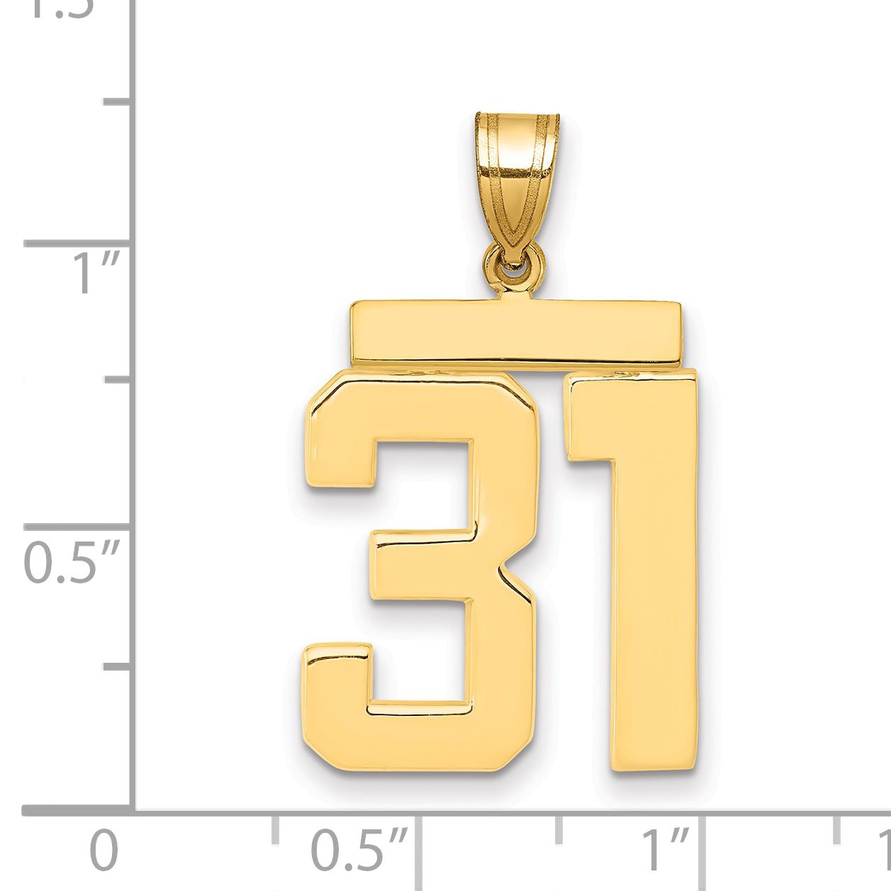 10K Yellow Gold Polished Large Number 31 Charm Secondary image