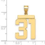 10K Yellow Gold Polished Large Number 31 Charm