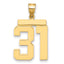 10K Yellow Gold Polished Large Number 31 Charm