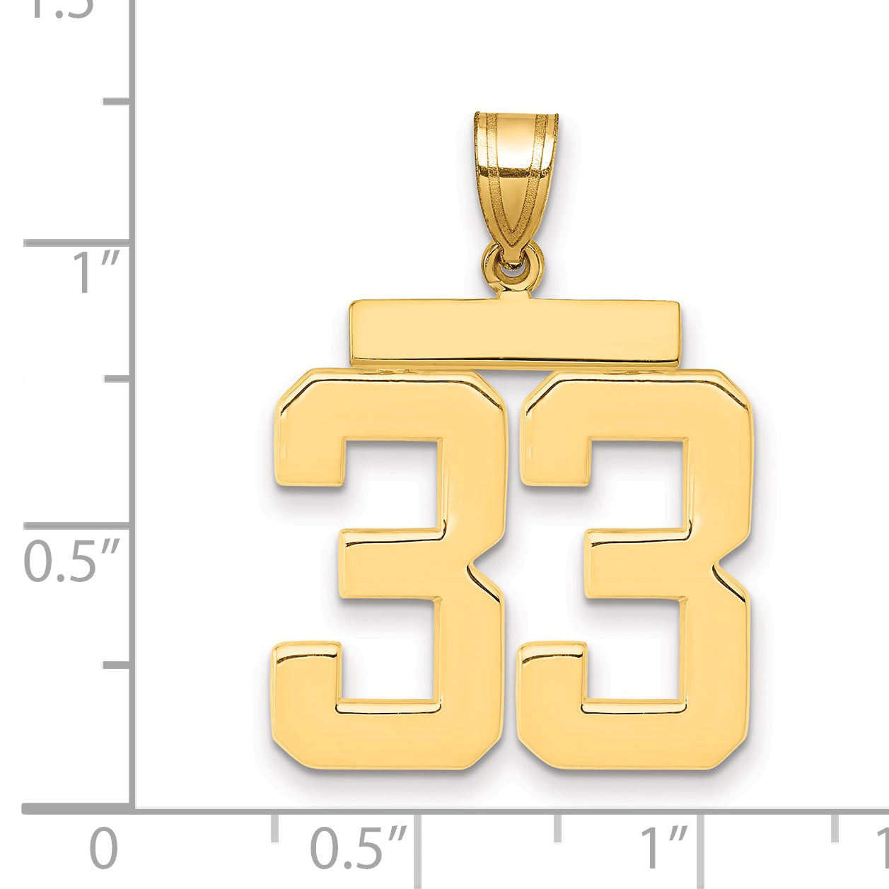 10k Large Polished Number 33 Charm