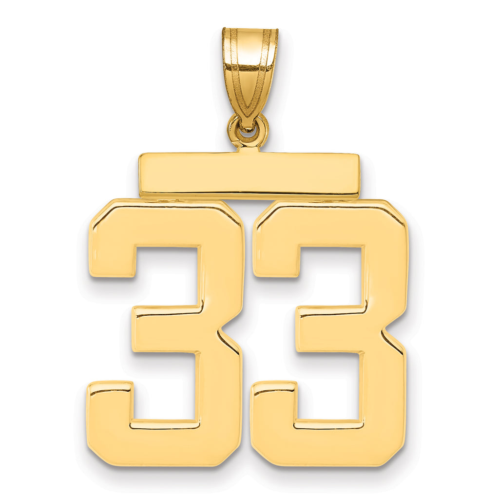 10k Large Polished Number 33 Charm