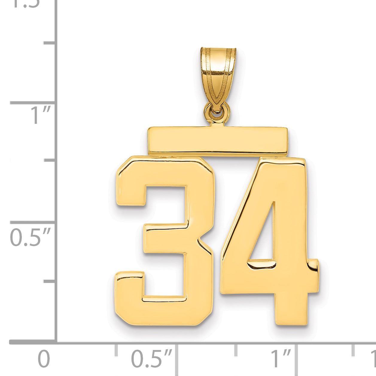10K Yellow Gold Polished Large Number 34 Charm