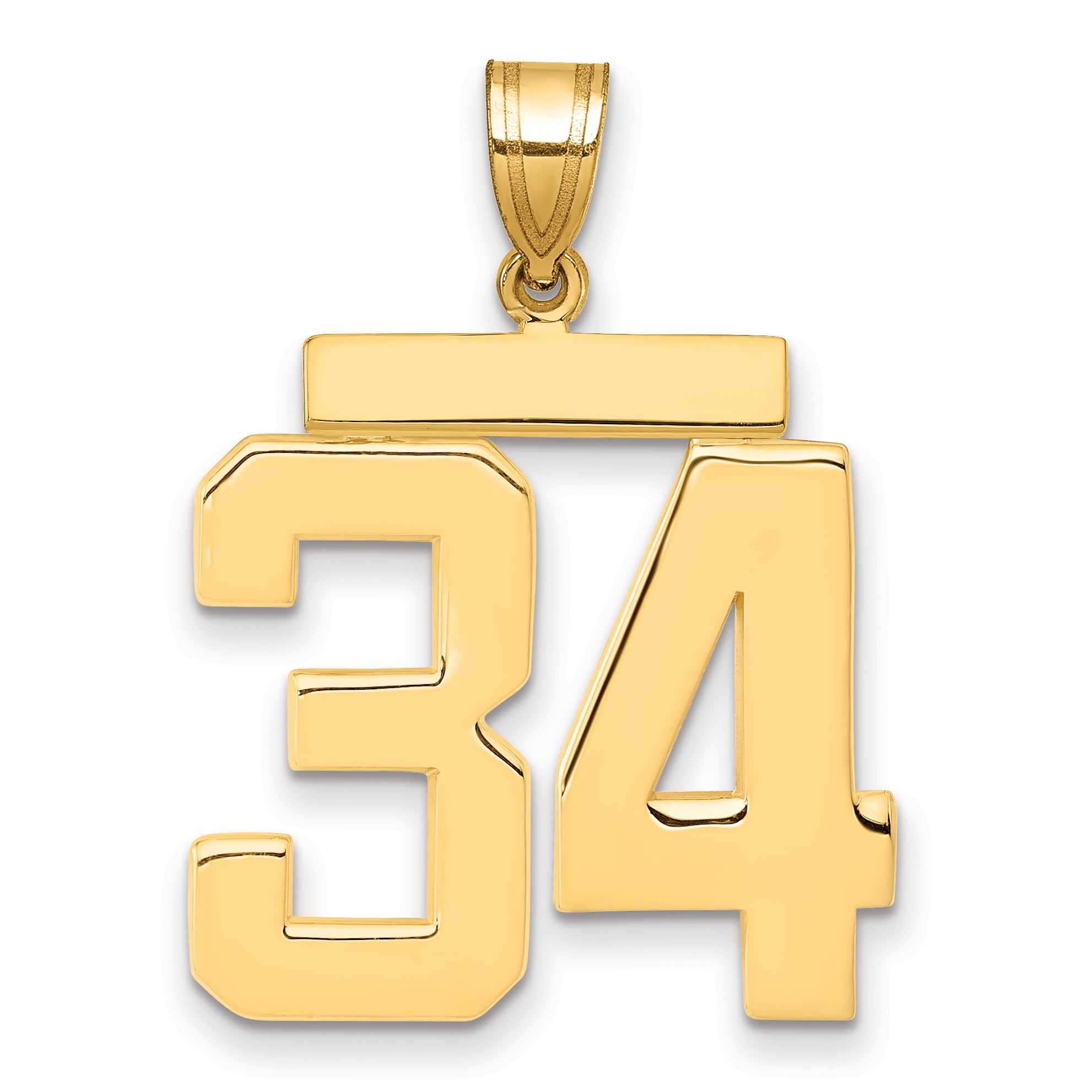 10K Yellow Gold Polished Large Number 34 Charm