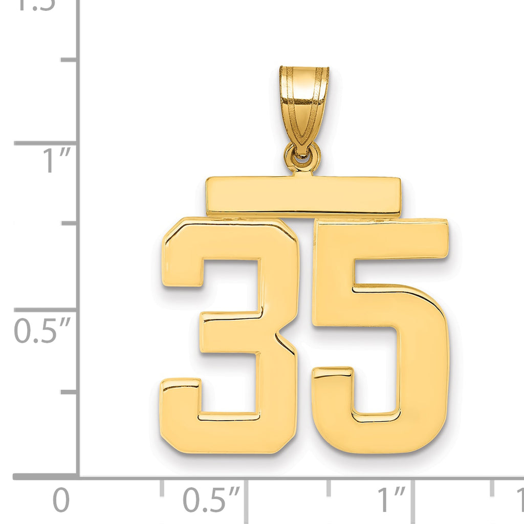 10K Yellow Gold Polished Large Number 35 Charm