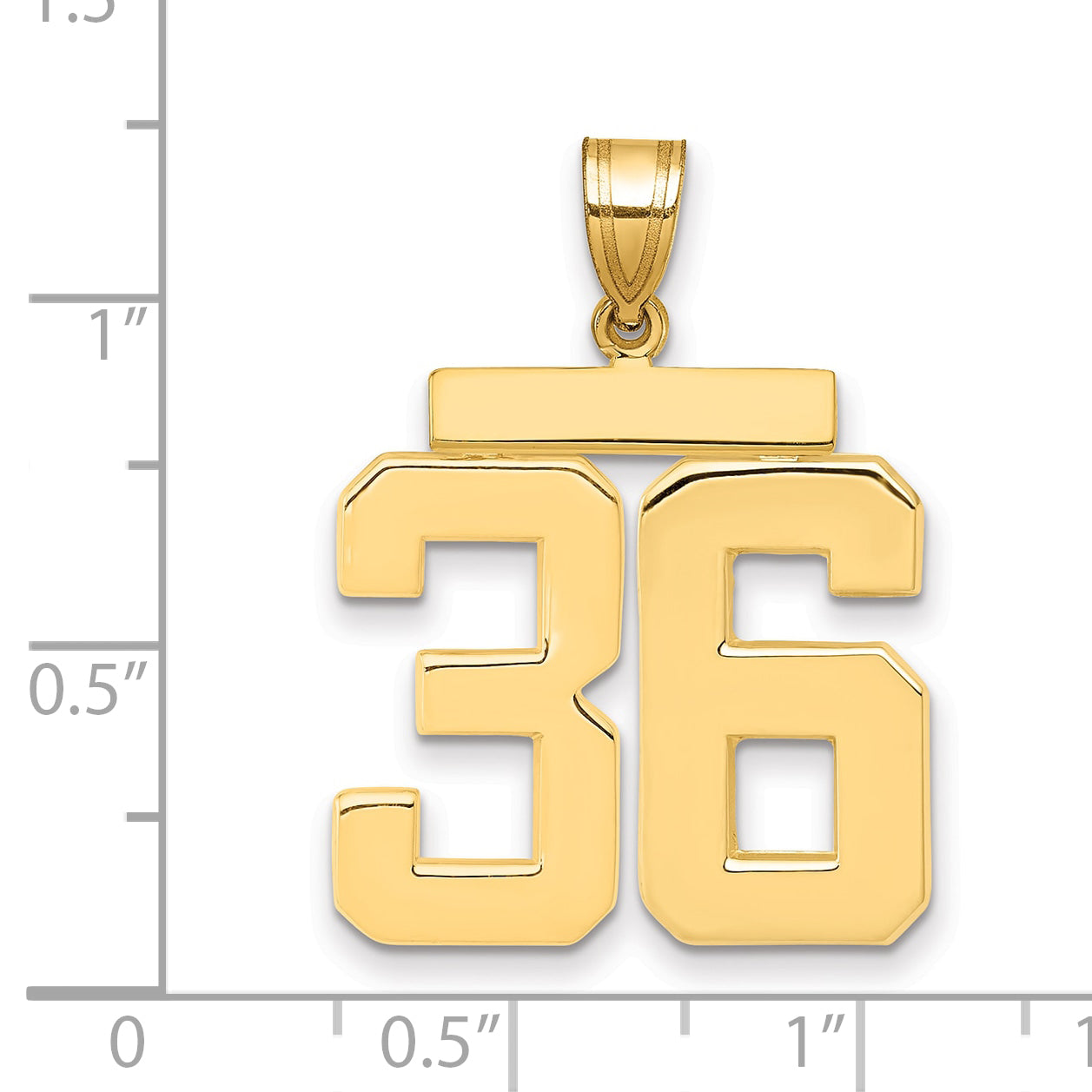 10K Yellow Gold Polished Large Number 36 Charm