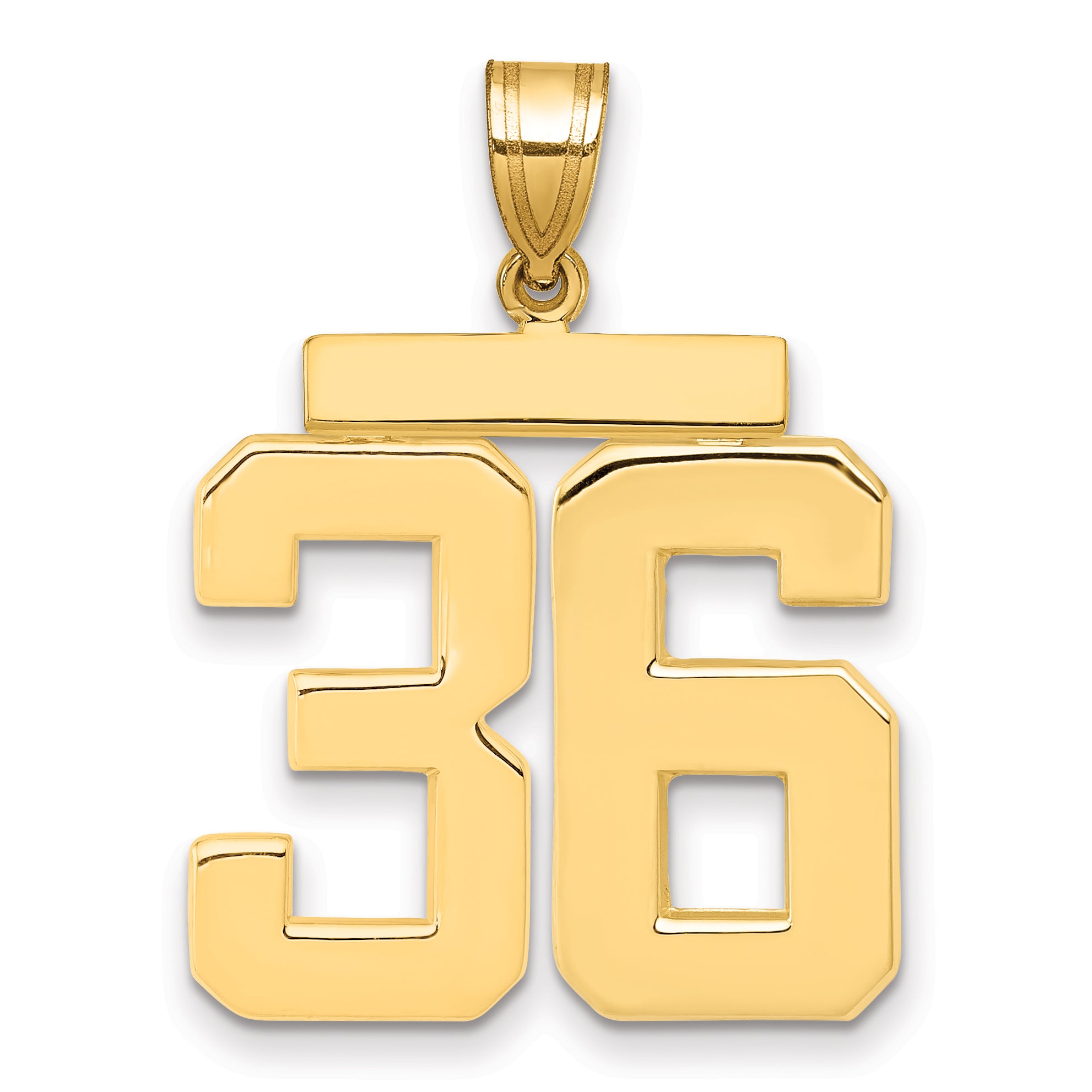10K Yellow Gold Polished Large Number 36 Charm