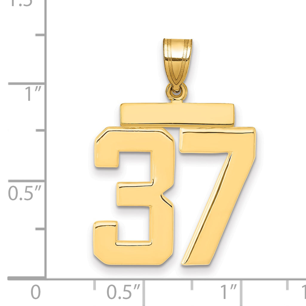 10K Yellow Gold Polished Large Number 37 Charm