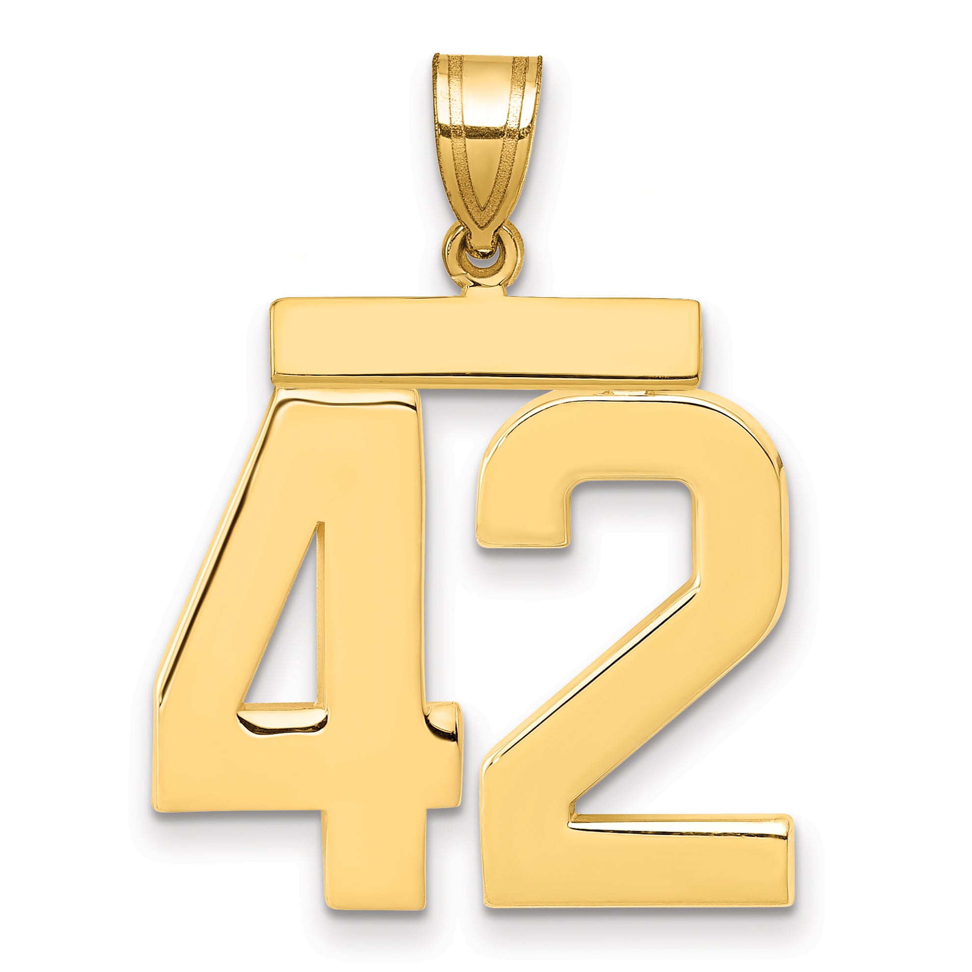 10K Yellow Gold Polished Large Number 42 Charm