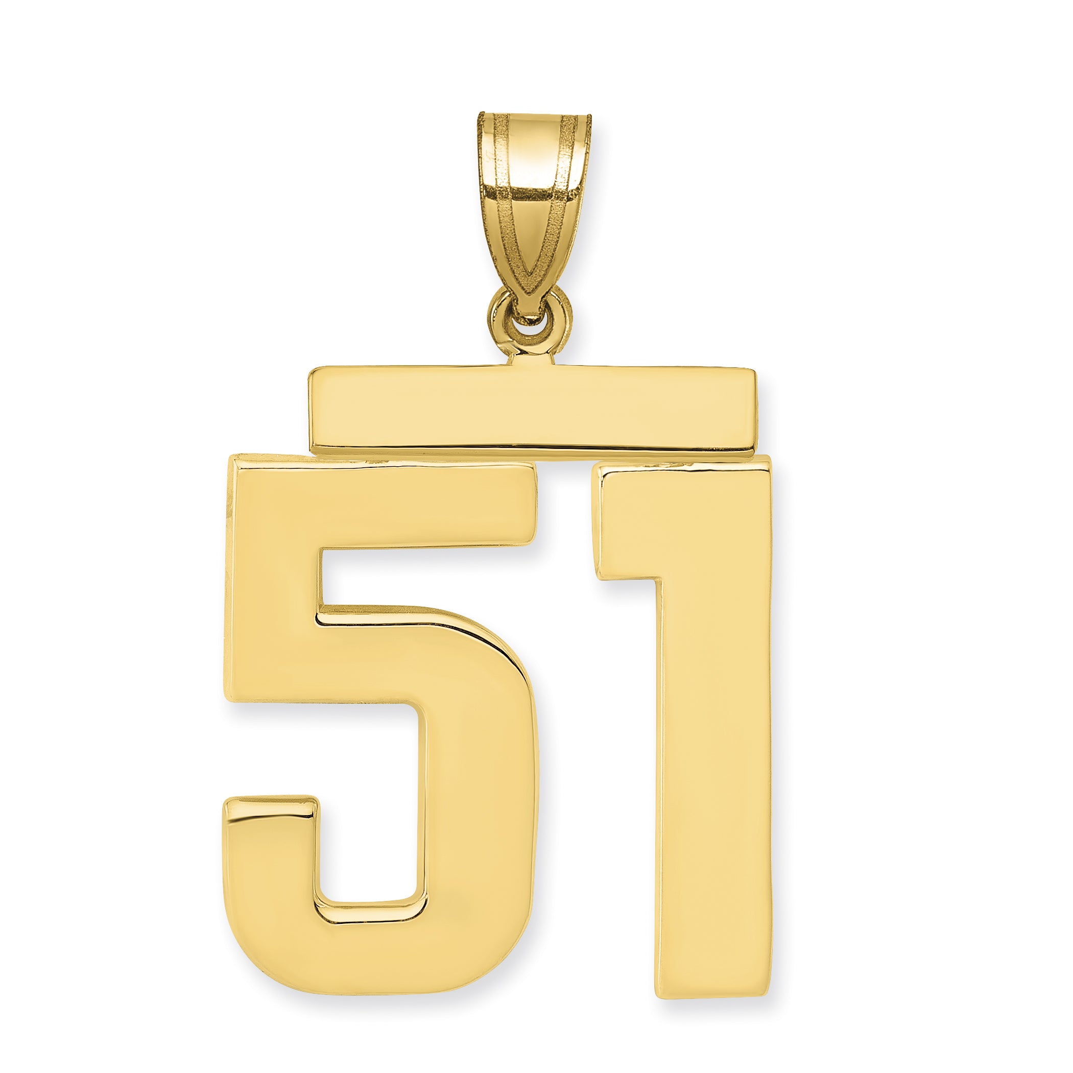 10K Yellow Gold Polished Large Number 51 Charm