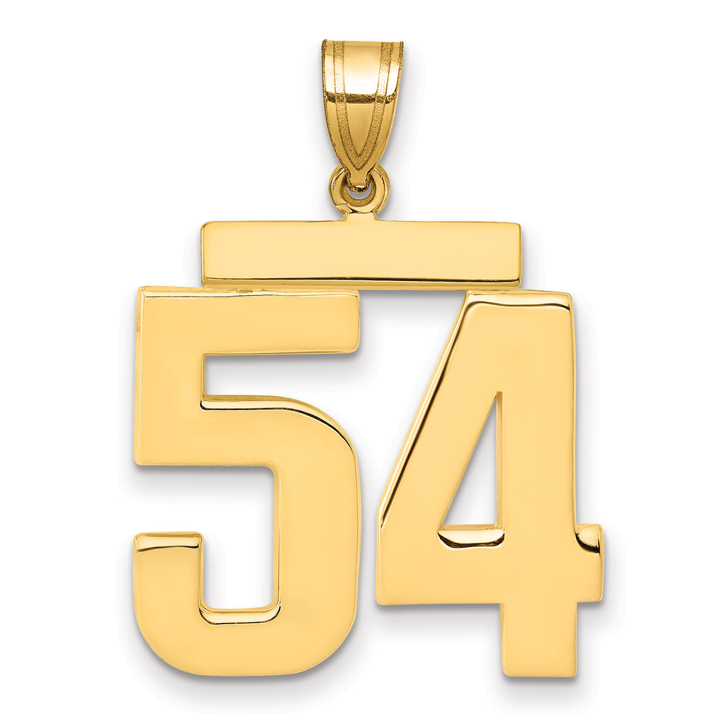 10K Yellow Gold Polished Large Number 54 Charm