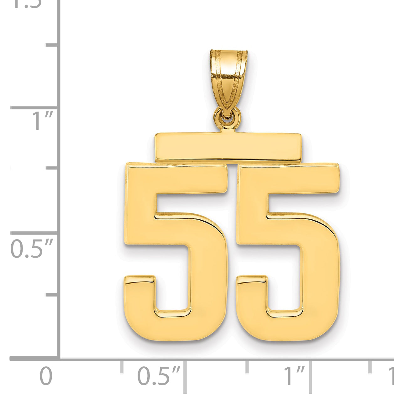 10K Yellow Gold Polished Large Number 55 Charm