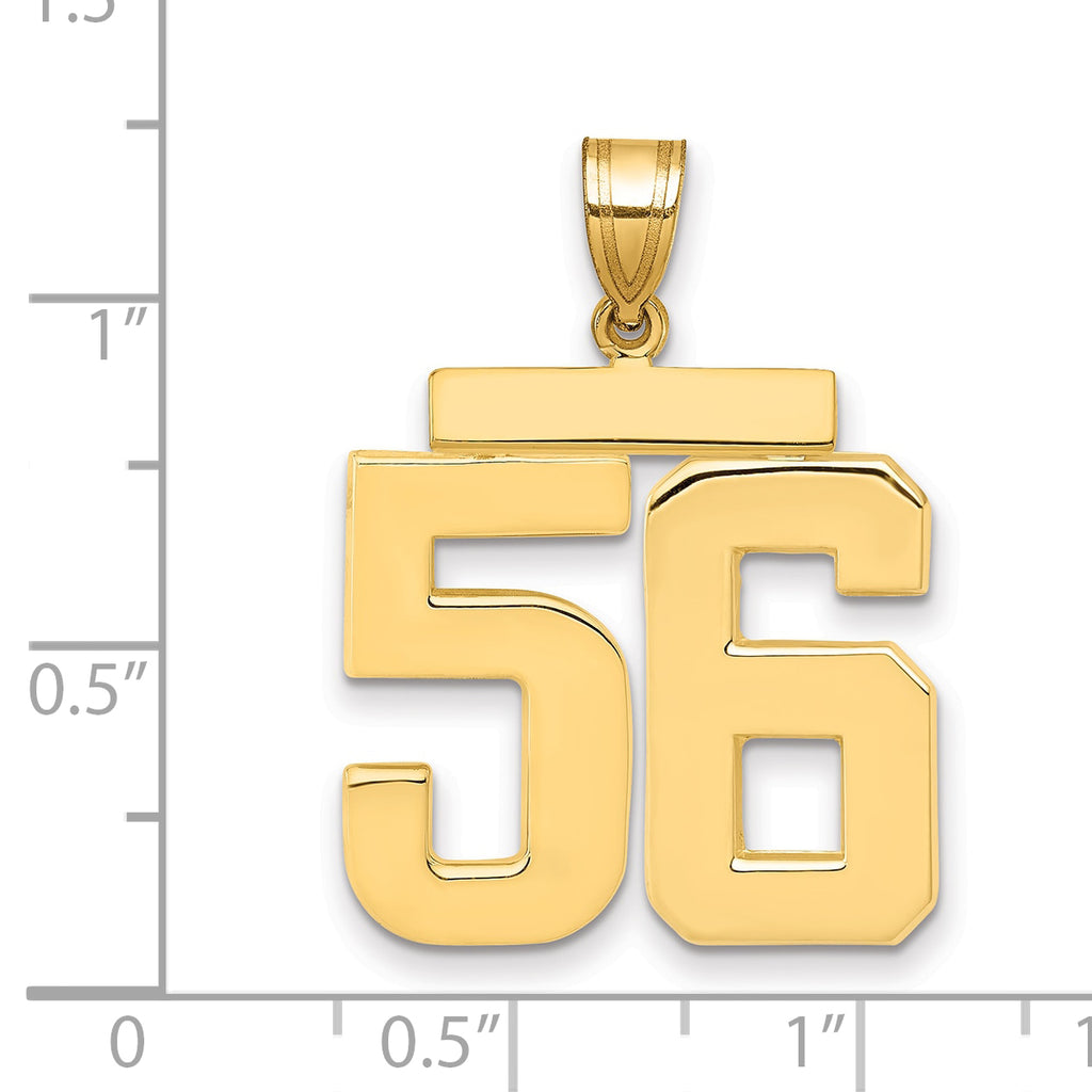 10K Yellow Gold Polished Large Number 56 Charm