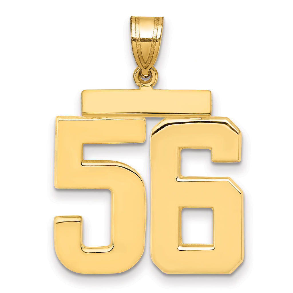 10K Yellow Gold Polished Large Number 56 Charm