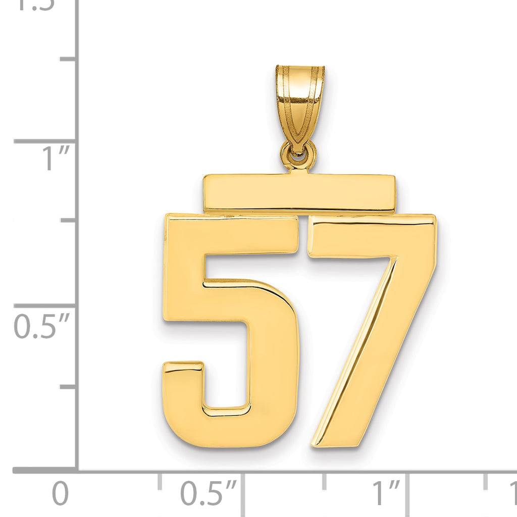 10K Yellow Gold Polished Large Number 57 Charm