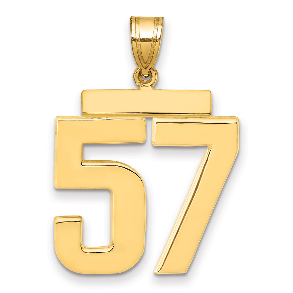 10K Yellow Gold Polished Large Number 57 Charm