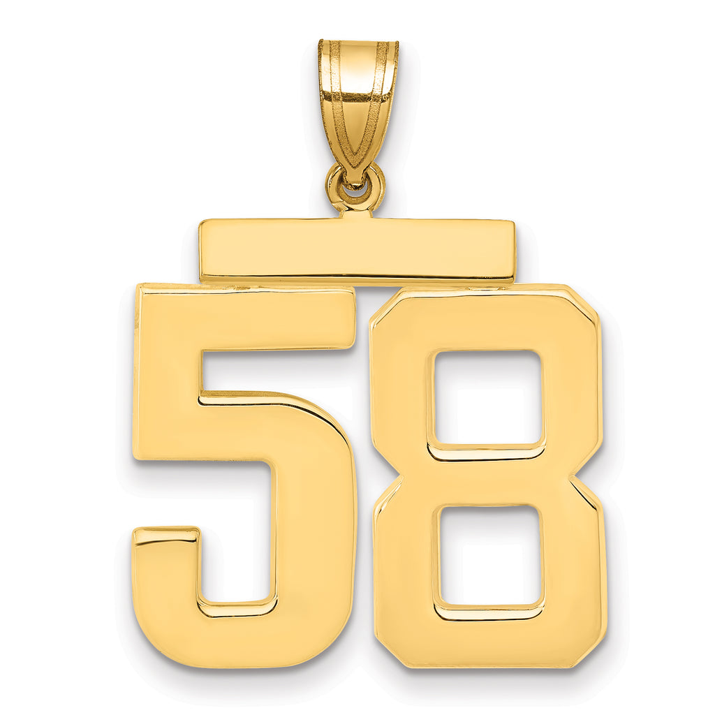 10K Yellow Gold Polished Large Number 58 Charm