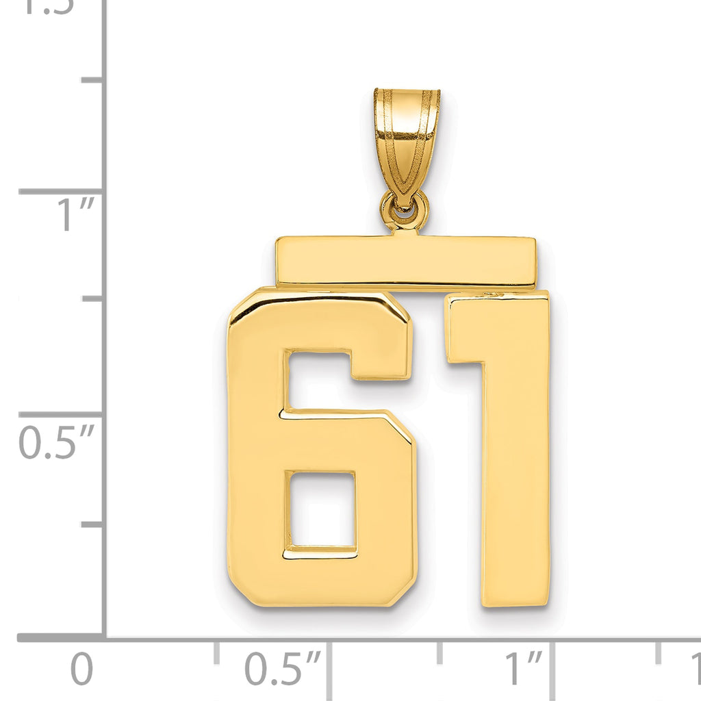 10K Yellow Gold Polished Large Number 61 Charm