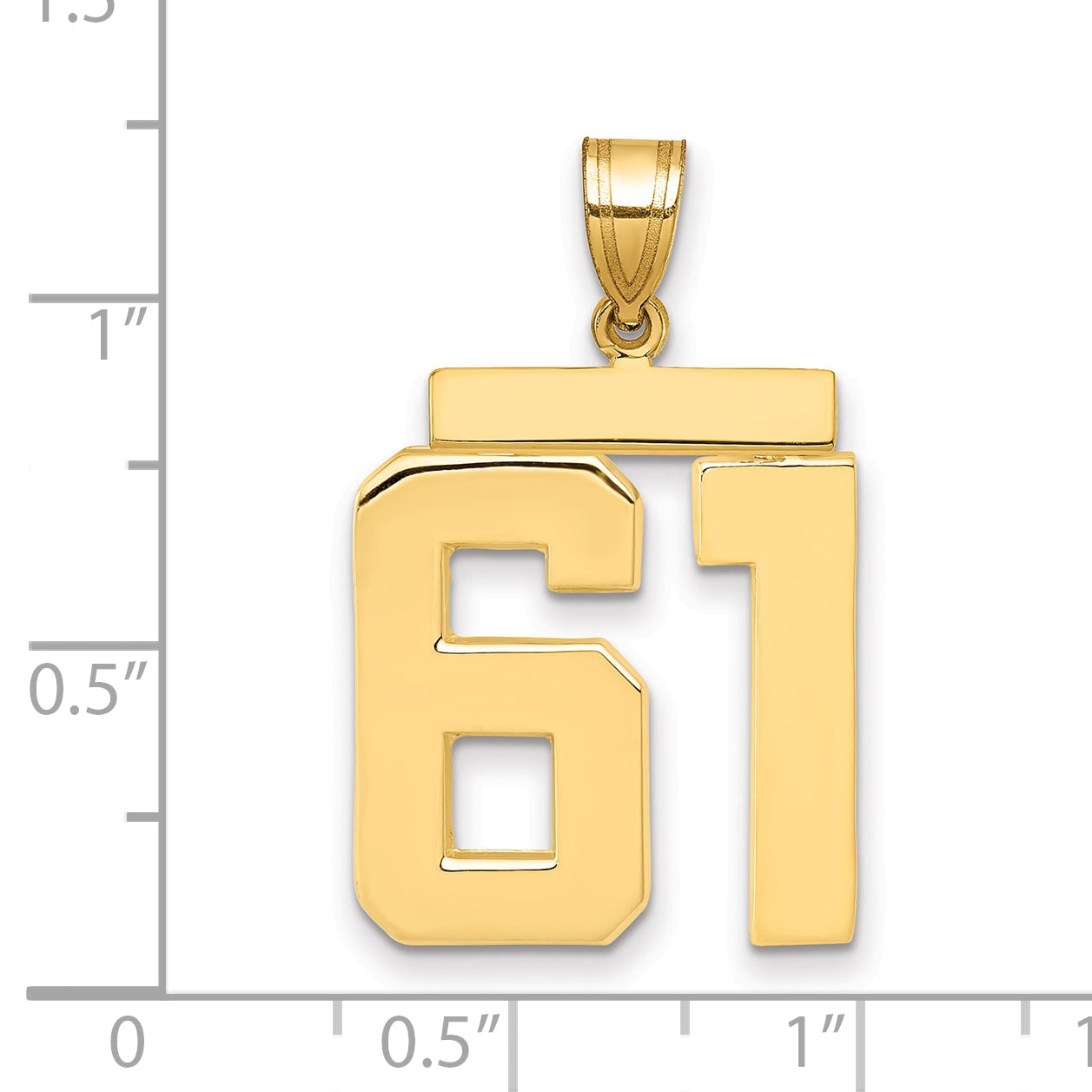10K Yellow Gold Polished Large Number 61 Charm