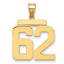 10K Yellow Gold Polished Large Number 62 Charm