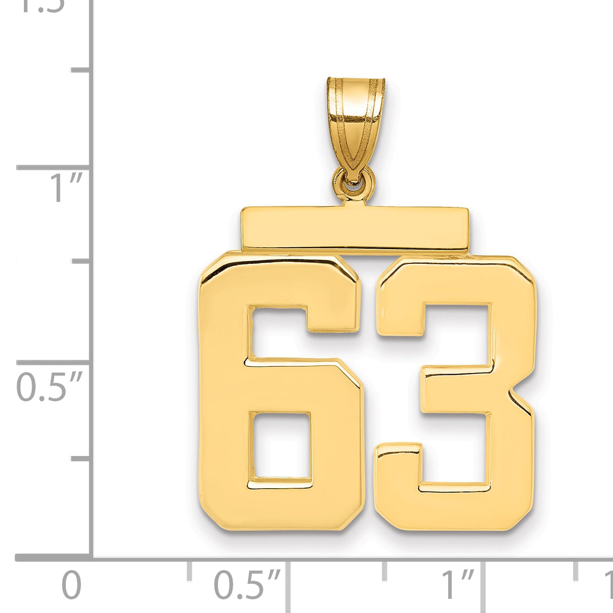10K Yellow Gold Polished Large Number 63 Charm