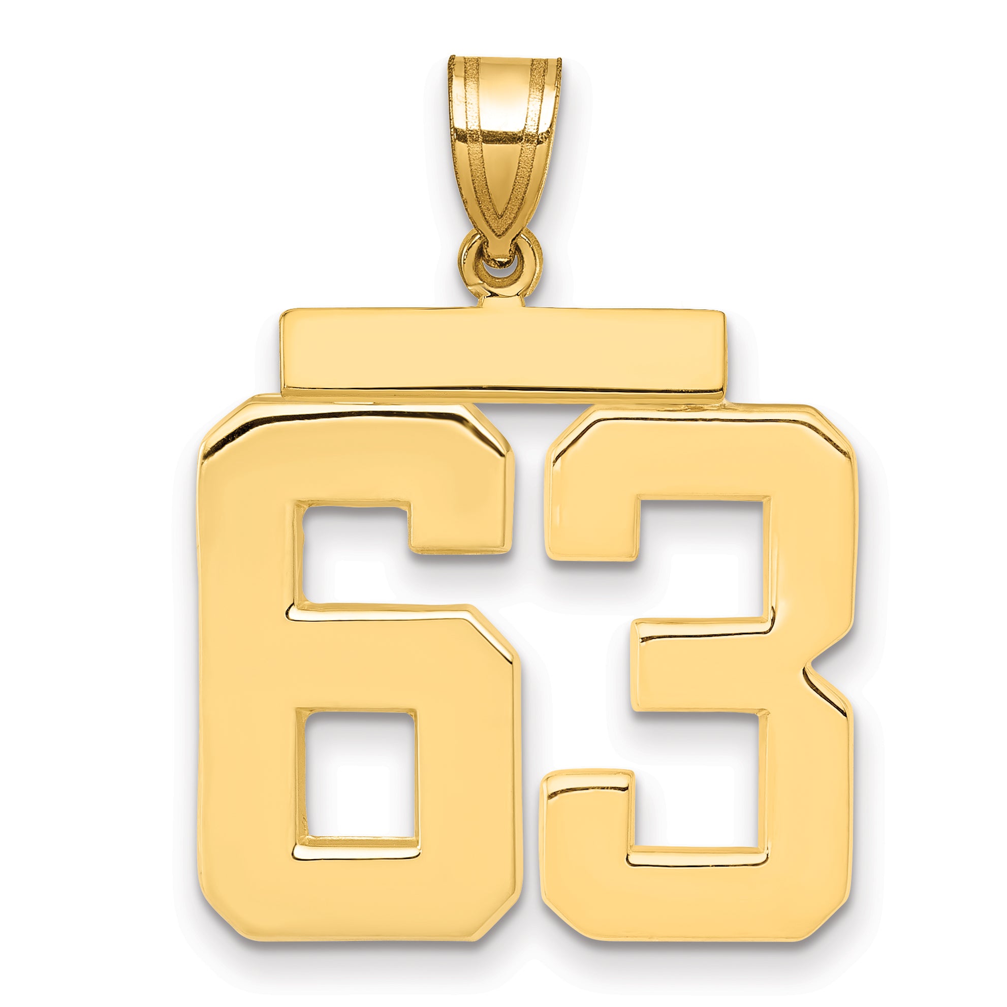 10K Yellow Gold Polished Large Number 63 Charm