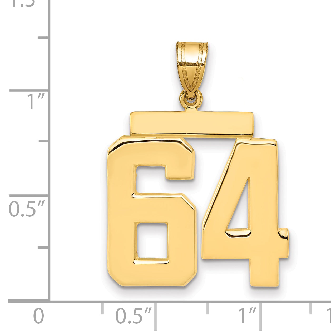 10K Yellow Gold Polished Large Number 64 Charm Secondary image