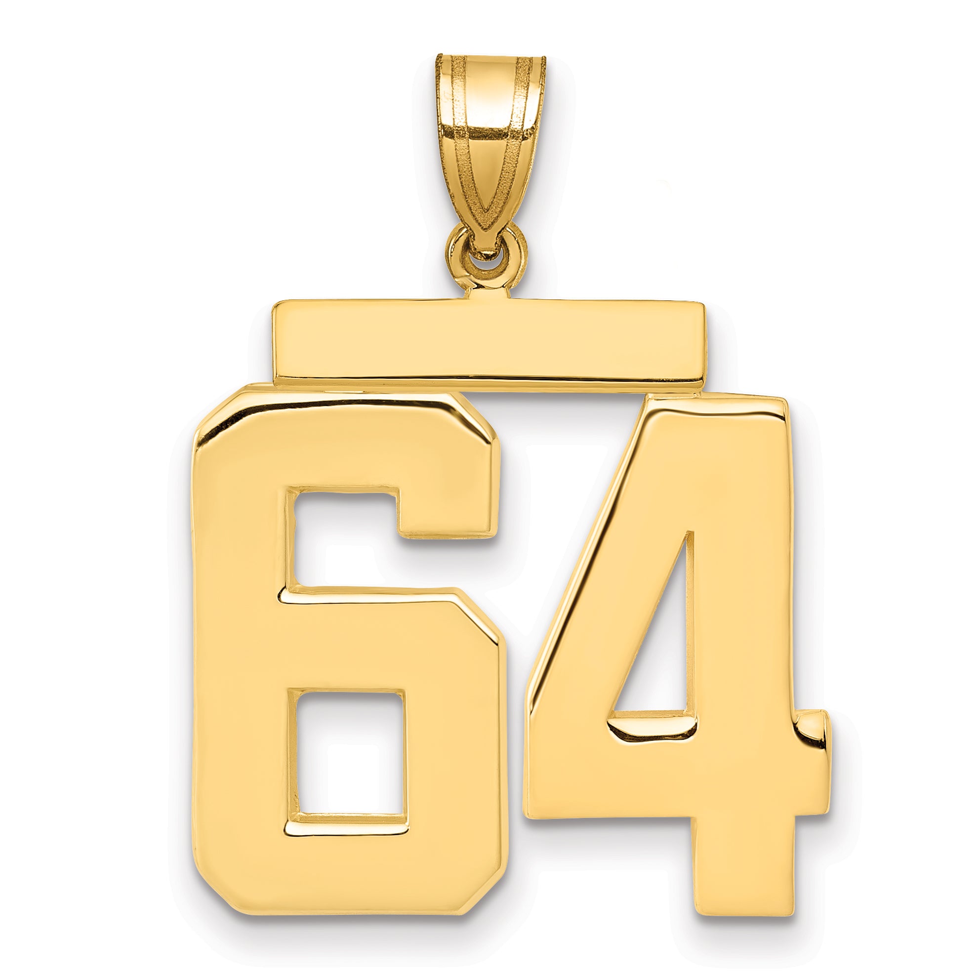 10K Yellow Gold Polished Large Number 64 Charm