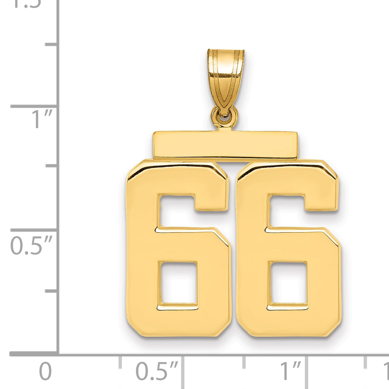 10k Large Polished Number 66 Charm