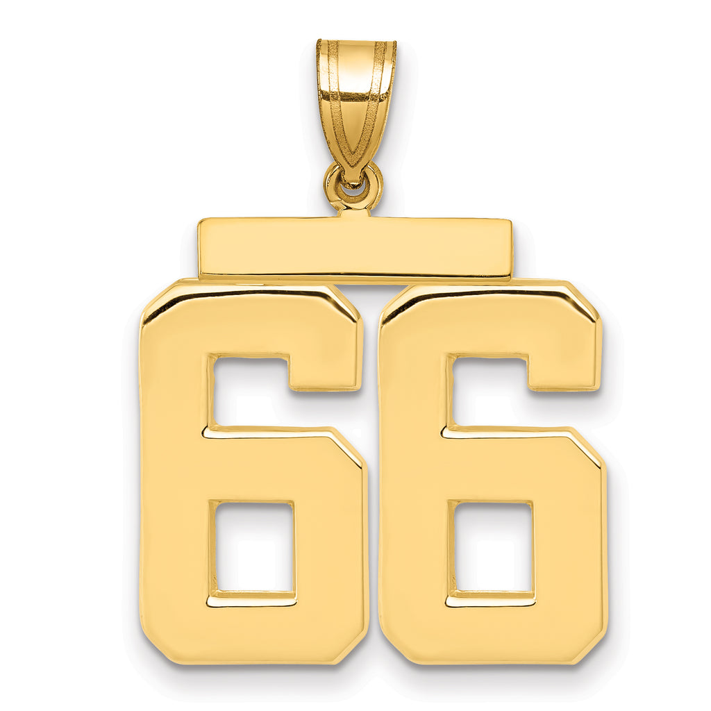 14k Large Polished Number 66 Charm