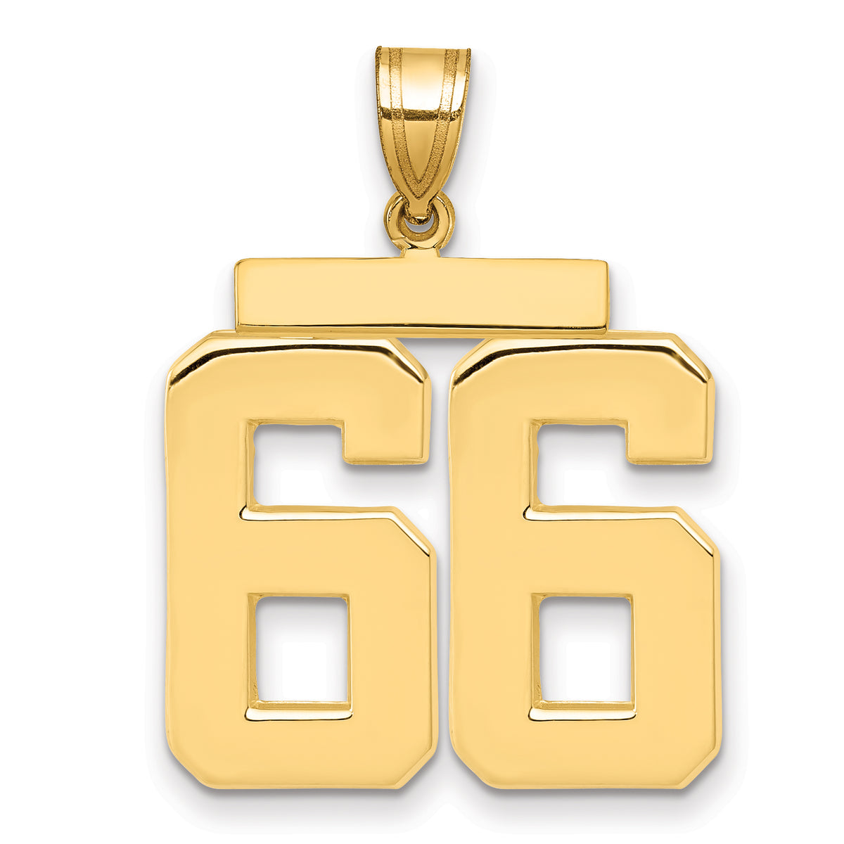 10k Large Polished Number 66 Charm