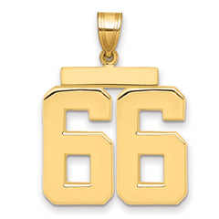 10k Large Polished Number 66 Charm