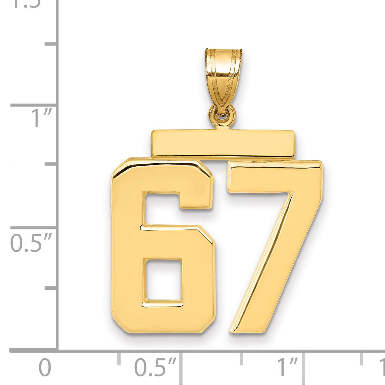 10K Yellow Gold Polished Large Number 67 Charm