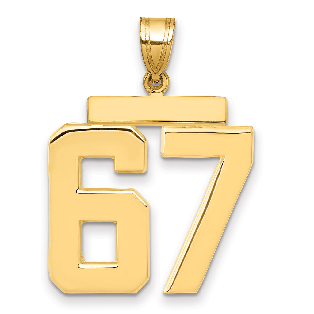10K Yellow Gold Polished Large Number 67 Charm