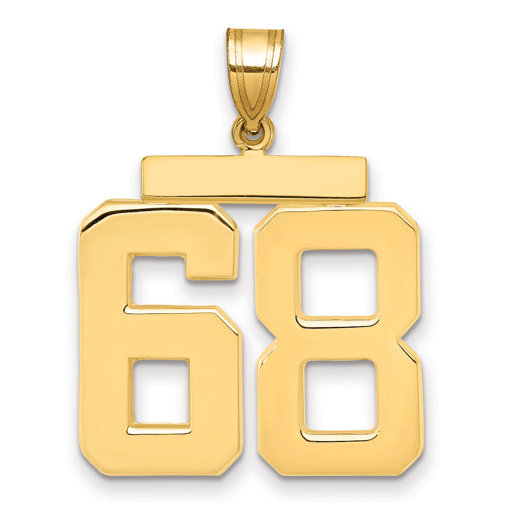 10K Yellow Gold Polished Large Number 68 Charm