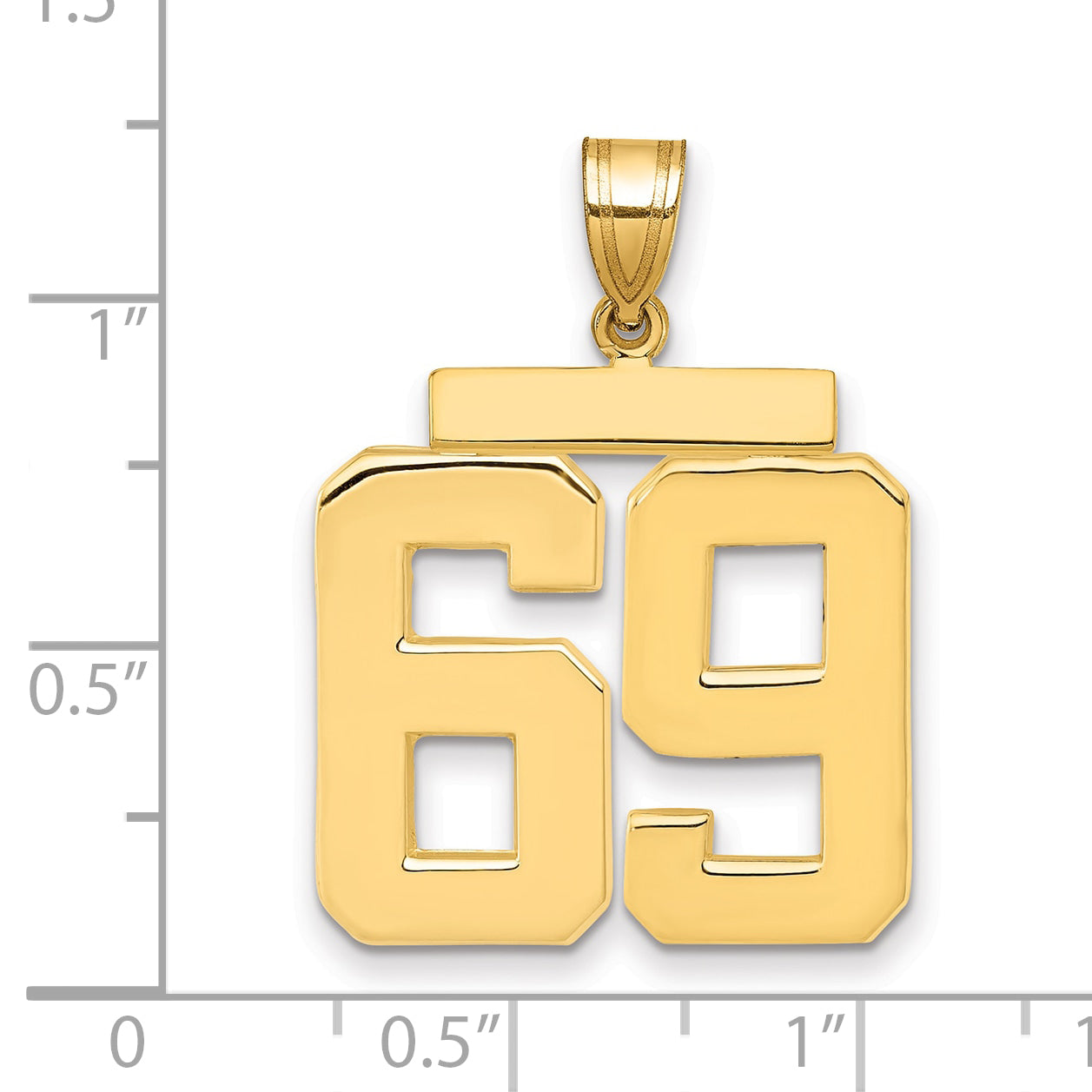 10K Yellow Gold Polished Large Number 69 Charm