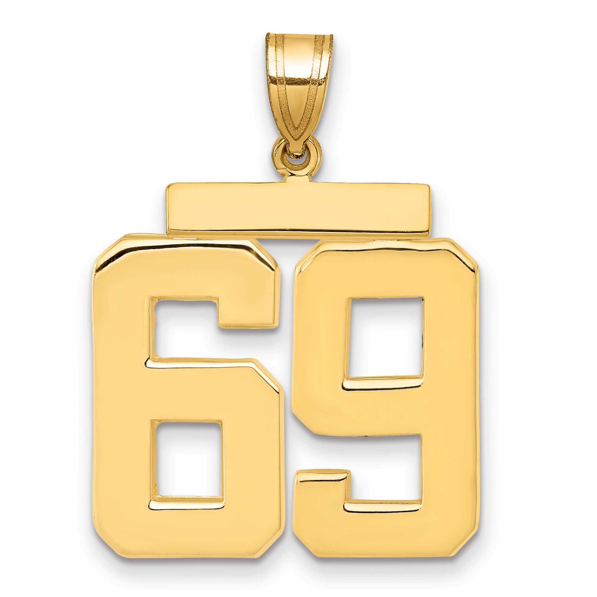 10K Yellow Gold Polished Large Number 69 Charm